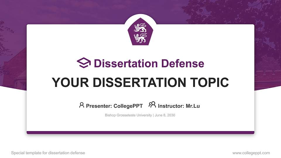 Bishop Grosseteste University Graduation Thesis Defense PPT Template16:9 ratio PPT effect preview image