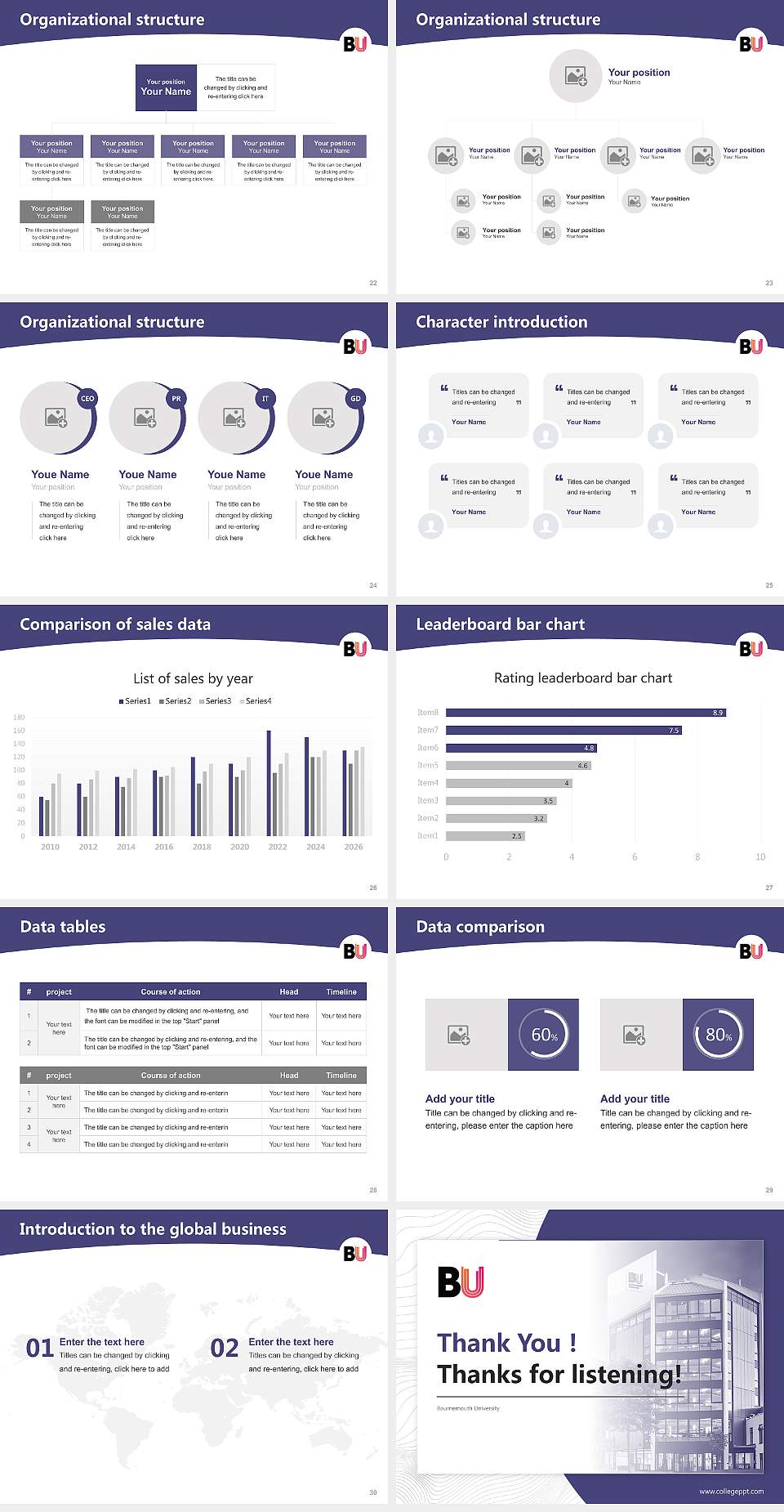 Bournemouth University Academic Presentation/Research Findings Report PPT Template4:3 ratio PPT effect preview image4