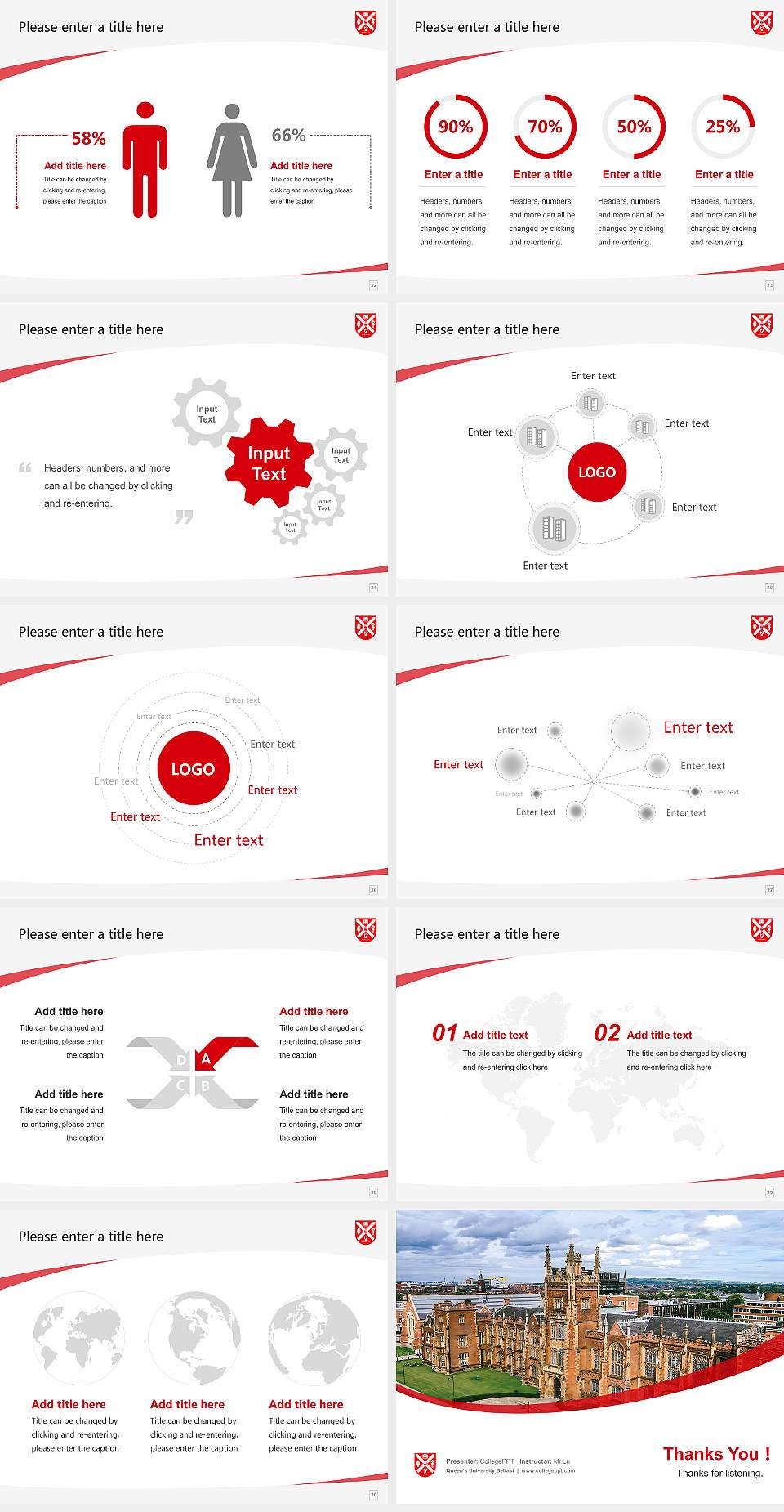 Queen’s University Belfast Course/Courseware Creation PPT Template4:3 ratio PPT effect preview image4