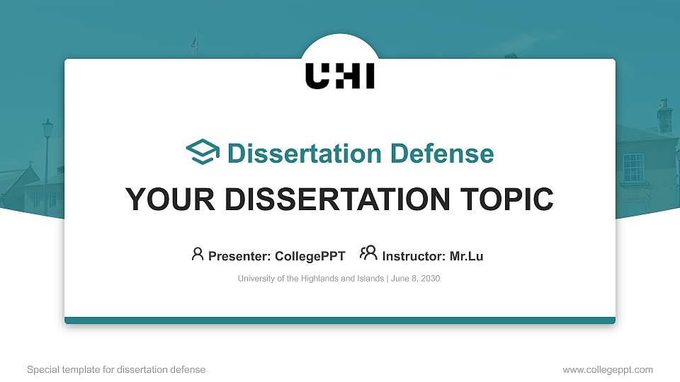 University of the Highlands and Islands Graduation Thesis Defense PPT Template16:9 ratio PPT effect preview image