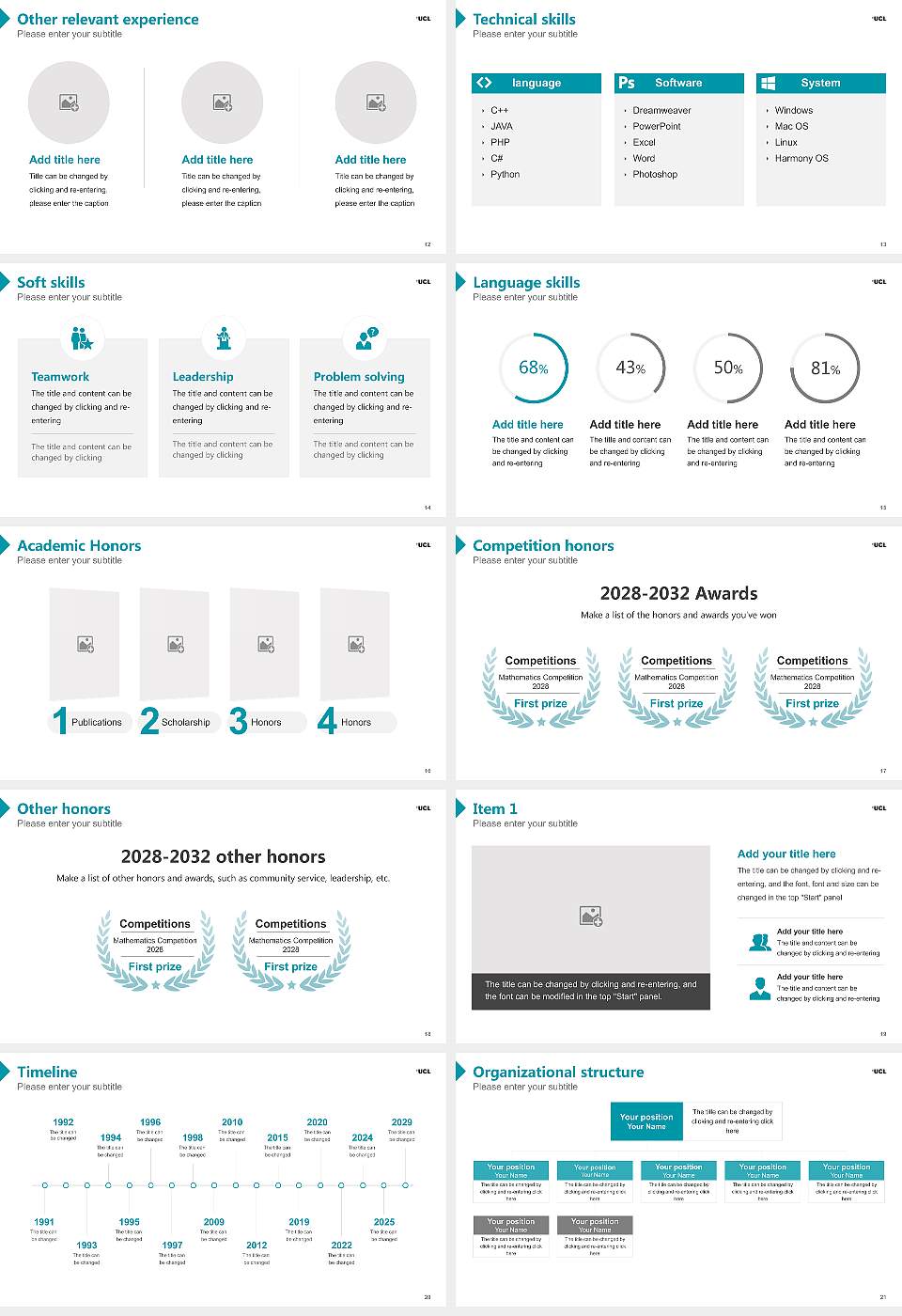 University College London Resume PPT Template16:9 ratio PPT effect preview image3