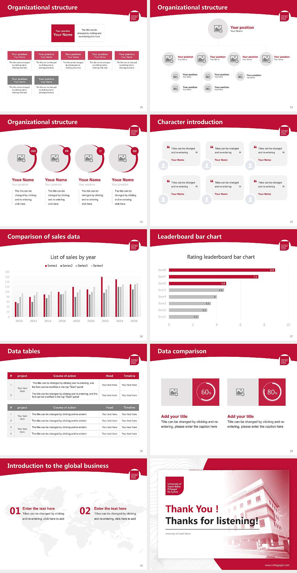 University of South Wales Academic Presentation/Research Findings Report PPT Template4:3 ratio PPT effect preview image4