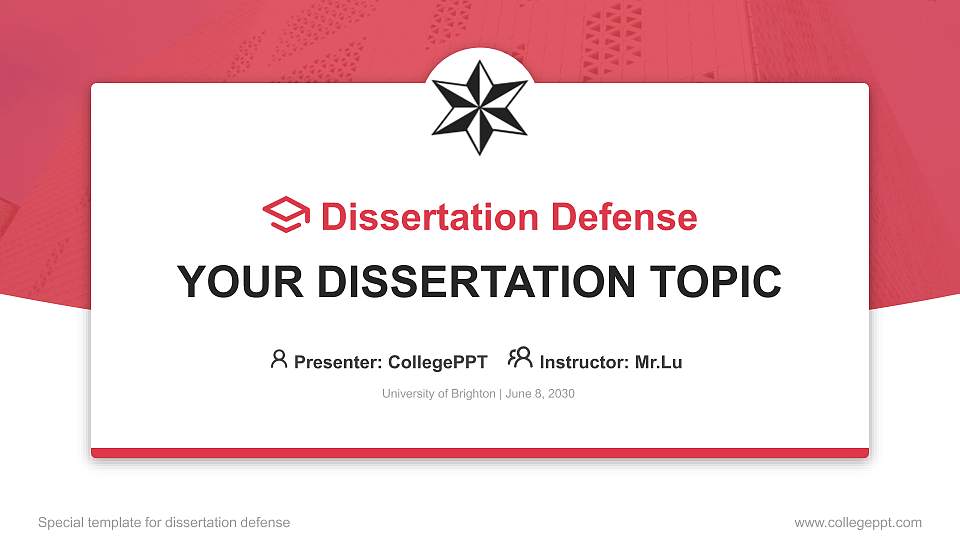 University of Brighton Graduation Thesis Defense PPT Template16:9 ratio PPT effect preview image