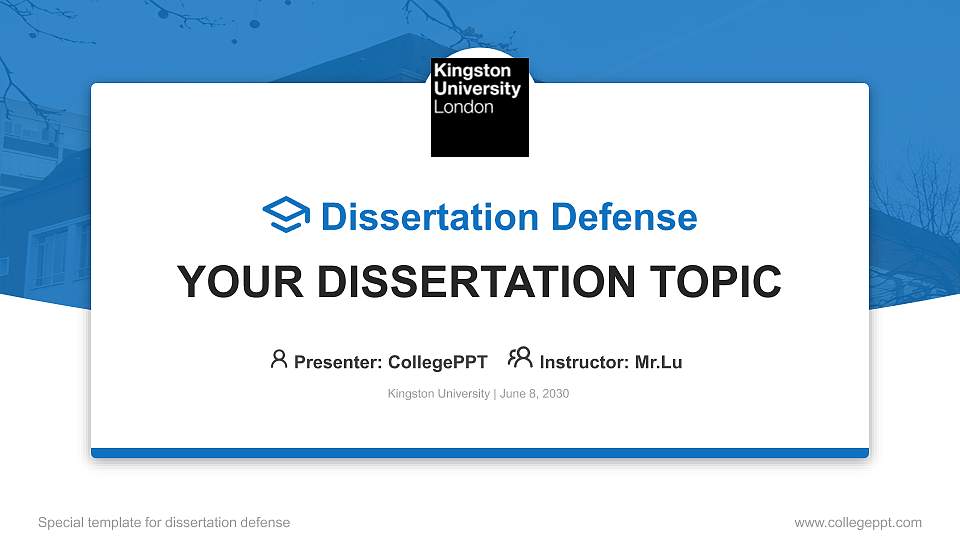 Kingston University Graduation Thesis Defense PPT Template16:9 ratio PPT effect preview image