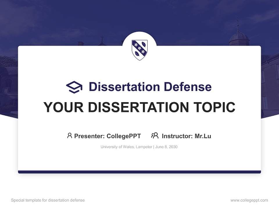University of Wales, Lampeter Graduation Thesis Defense PPT Template4:3 ratio PPT effect preview image7