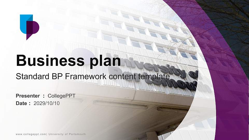 University of Portsmouth Competition/Entrepreneurship Contest PPT Template16:9 ratio PPT effect preview image