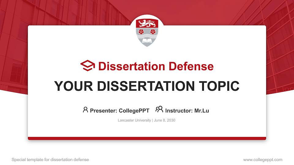 Lancaster University Graduation Thesis Defense PPT Template16:9 ratio PPT effect preview image