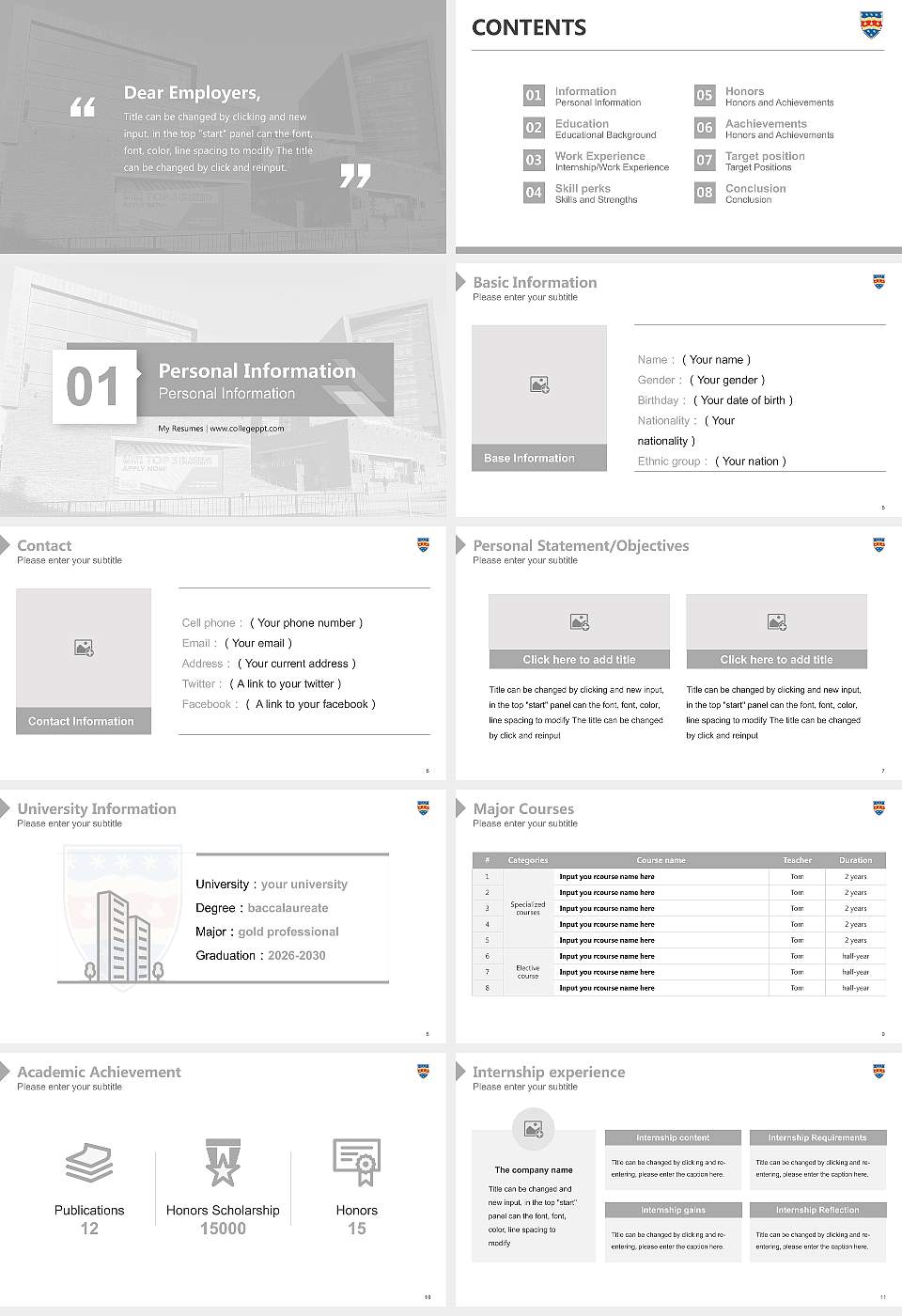 University of Plymouth Resume PPT Template16:9 ratio PPT effect preview image2