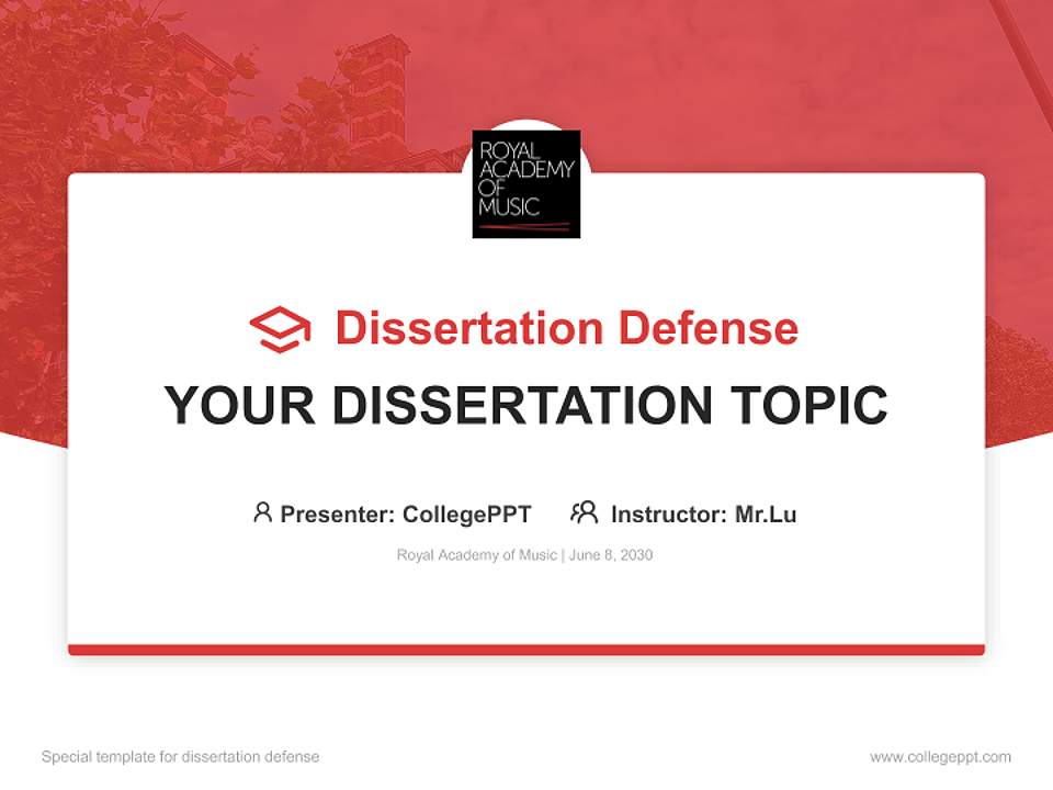 Royal Academy of Music Graduation Thesis Defense PPT Template4:3 ratio PPT effect preview image7