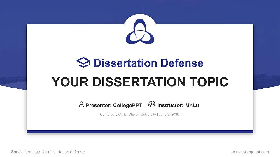 Canterbury Christ Church University Graduation Thesis Defense PPT Template16:9 ratio PPT effect preview image