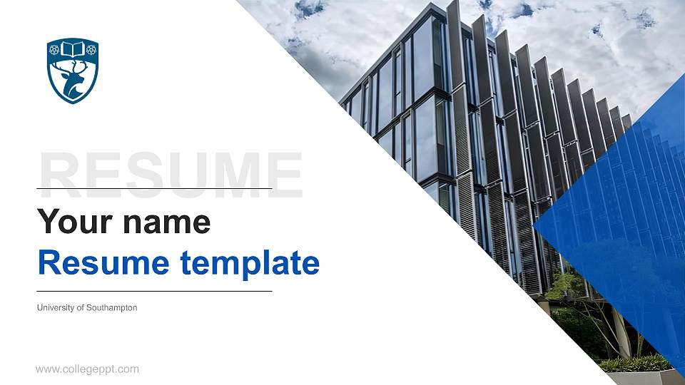 University of Southampton Resume PPT Template16:9 ratio PPT effect preview image