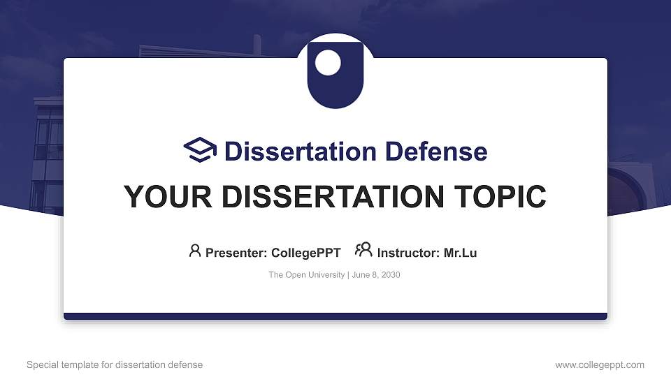 The Open University Graduation Thesis Defense PPT Template16:9 ratio PPT effect preview image