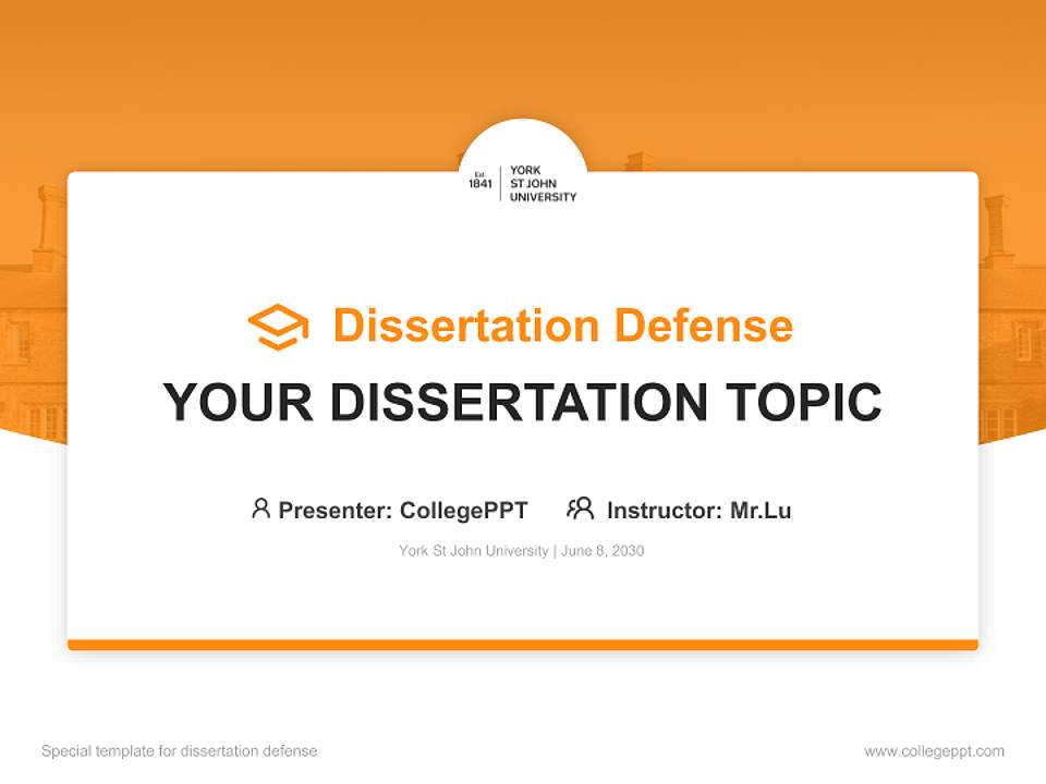 York St John University Graduation Thesis Defense PPT Template4:3 ratio PPT effect preview image7