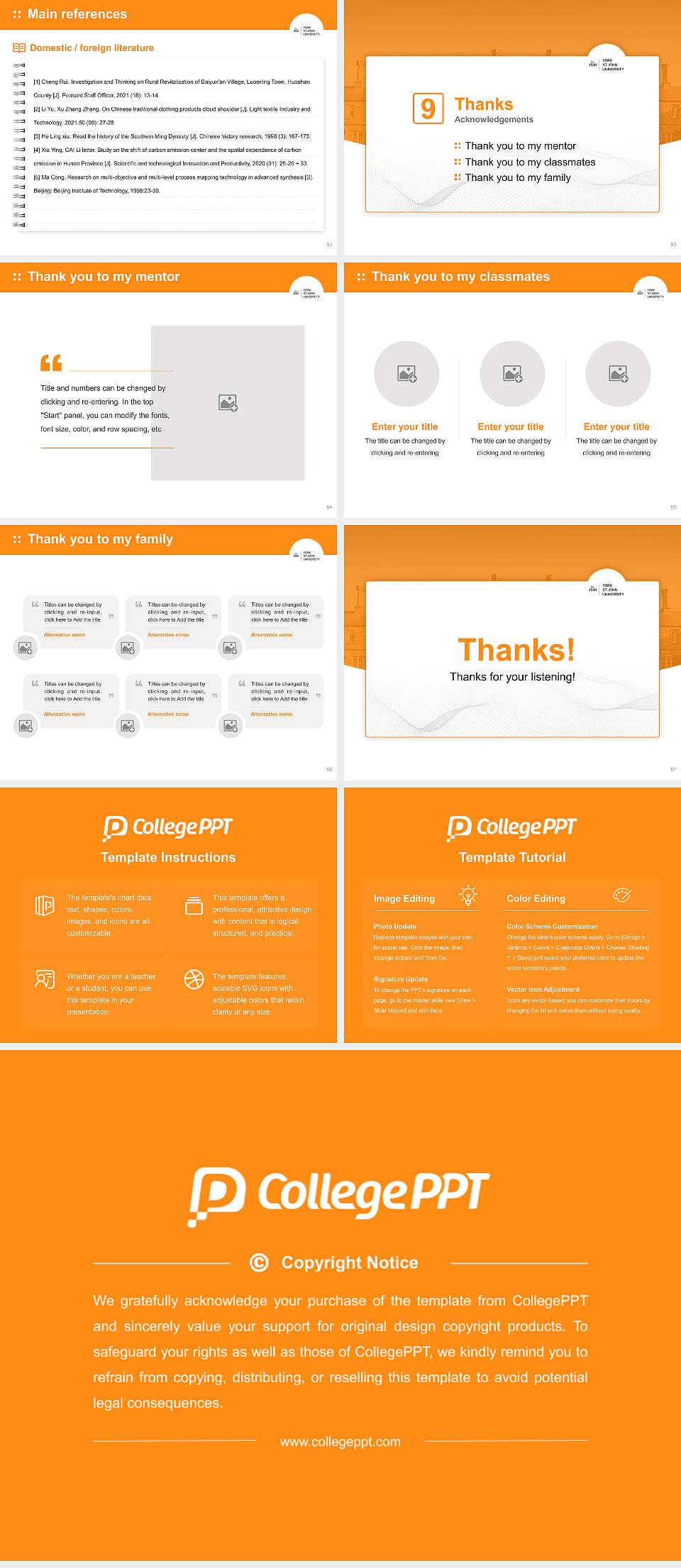 York St John University Graduation Thesis Defense PPT Template4:3 ratio PPT effect preview image7