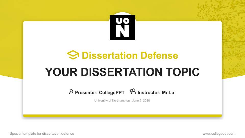 University of Northampton Graduation Thesis Defense PPT Template16:9 ratio PPT effect preview image