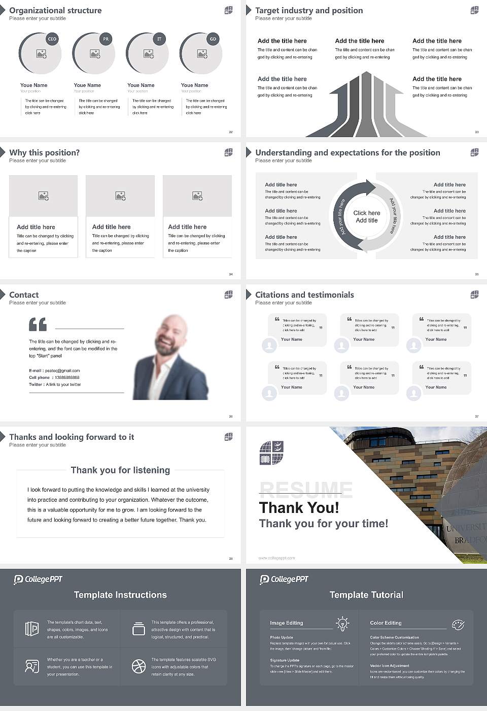 University of Bradford Resume PPT Template16:9 ratio PPT effect preview image4