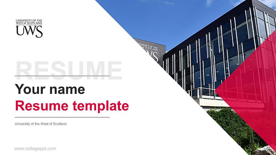 University of the West of Scotland Resume PPT Template16:9 ratio PPT effect preview image