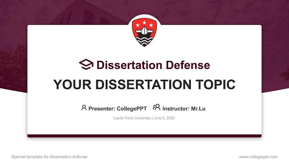 Leeds Trinity University Graduation Thesis Defense PPT Template16:9 ratio PPT effect preview image