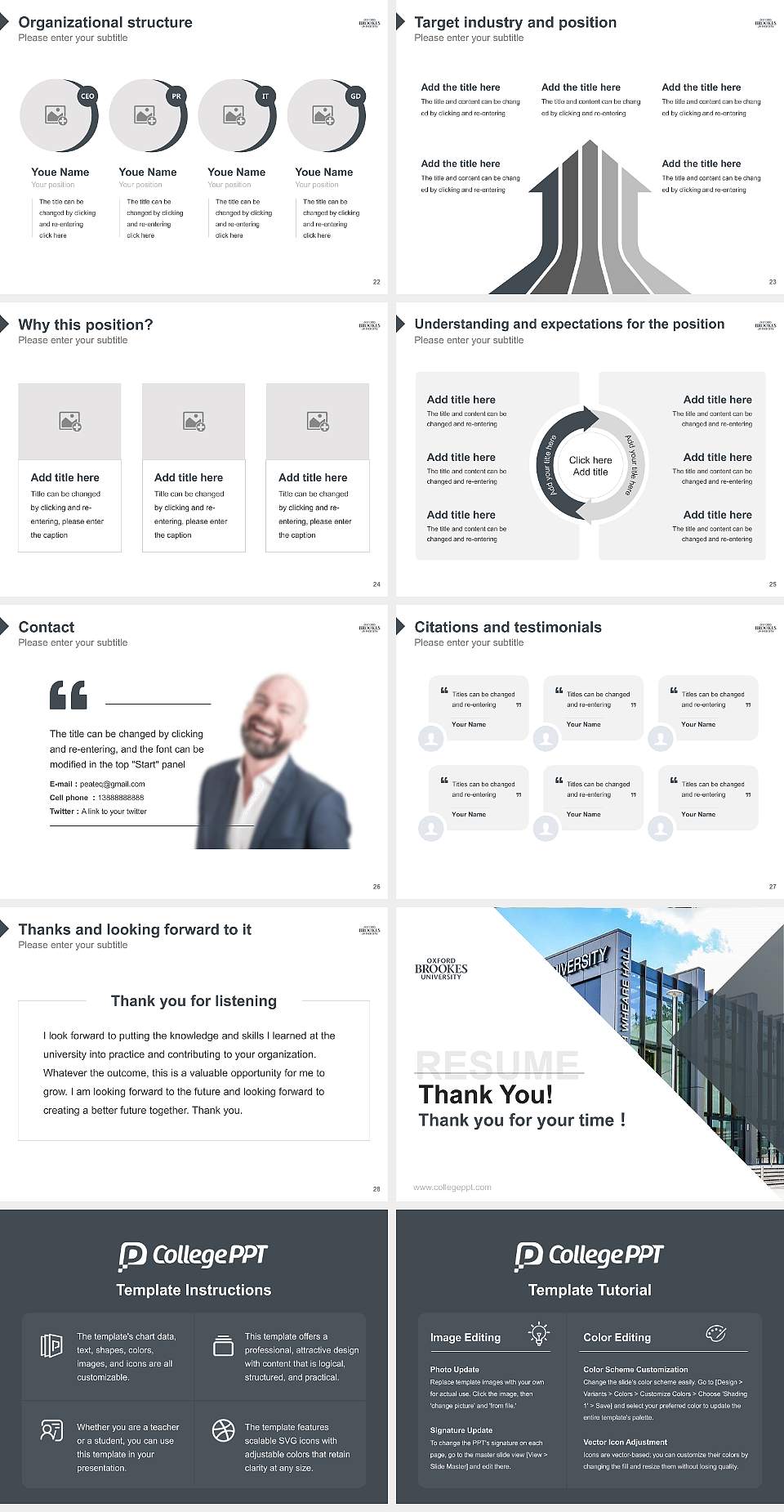 Oxford Brookes University Resume PPT Template4:3 ratio PPT effect preview image4