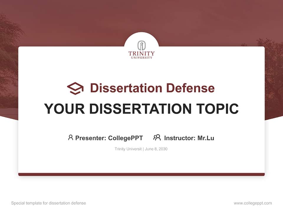 Trinity Universit Graduation Thesis Defense PPT Template4:3 ratio PPT effect preview image7
