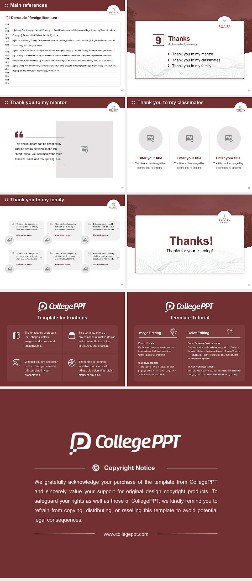 Trinity Universit Graduation Thesis Defense PPT Template4:3 ratio PPT effect preview image7