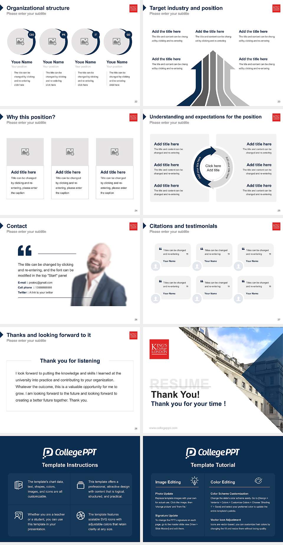 King’s College London Resume PPT Template4:3 ratio PPT effect preview image4