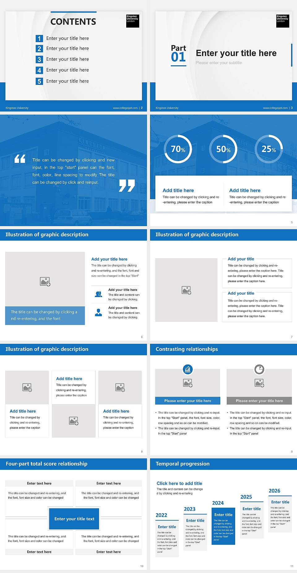 Kingston University Thesis Proposal/Graduation Defense PPT Template4:3 ratio PPT effect preview image2