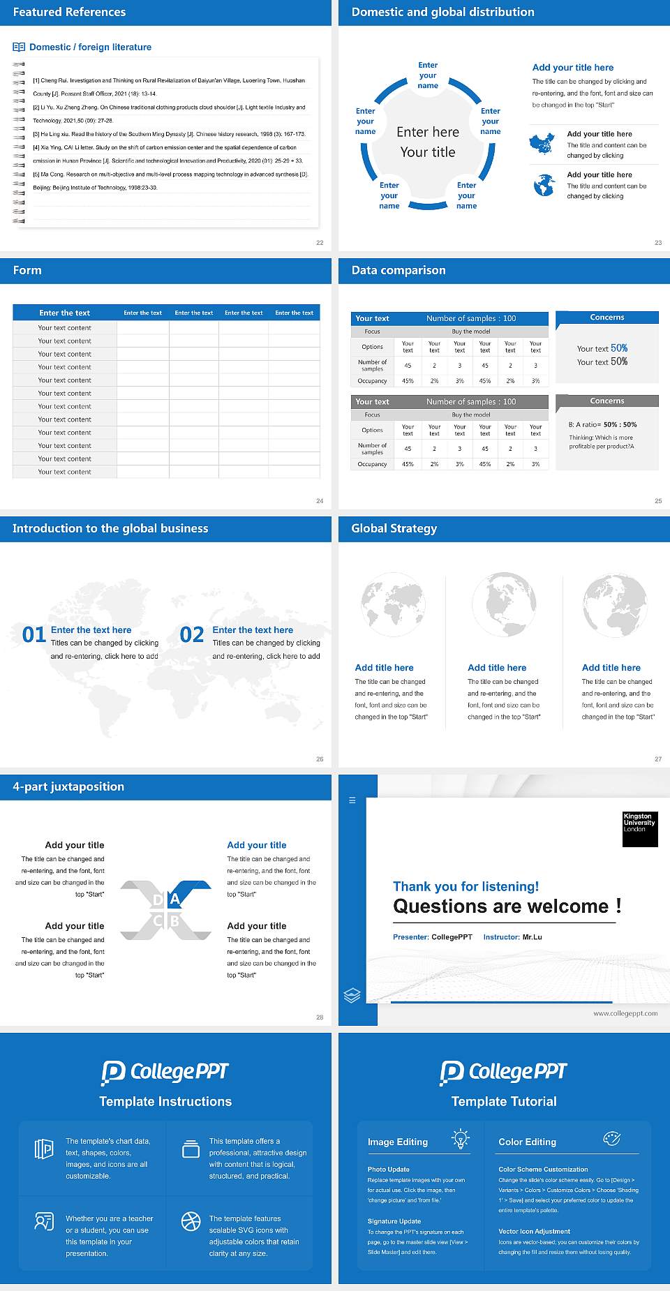 Kingston University Thesis Proposal/Graduation Defense PPT Template4:3 ratio PPT effect preview image4