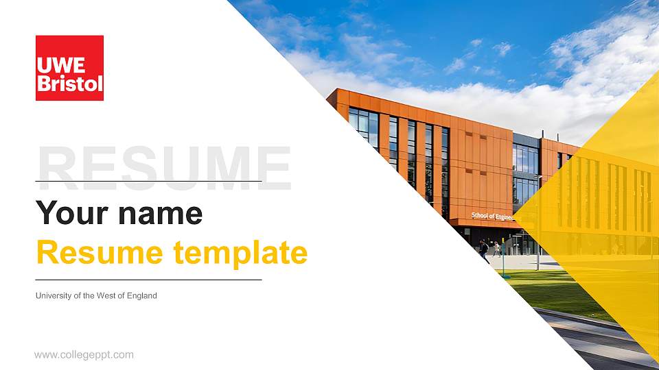 University of the West of England Resume PPT Template16:9 ratio PPT effect preview image