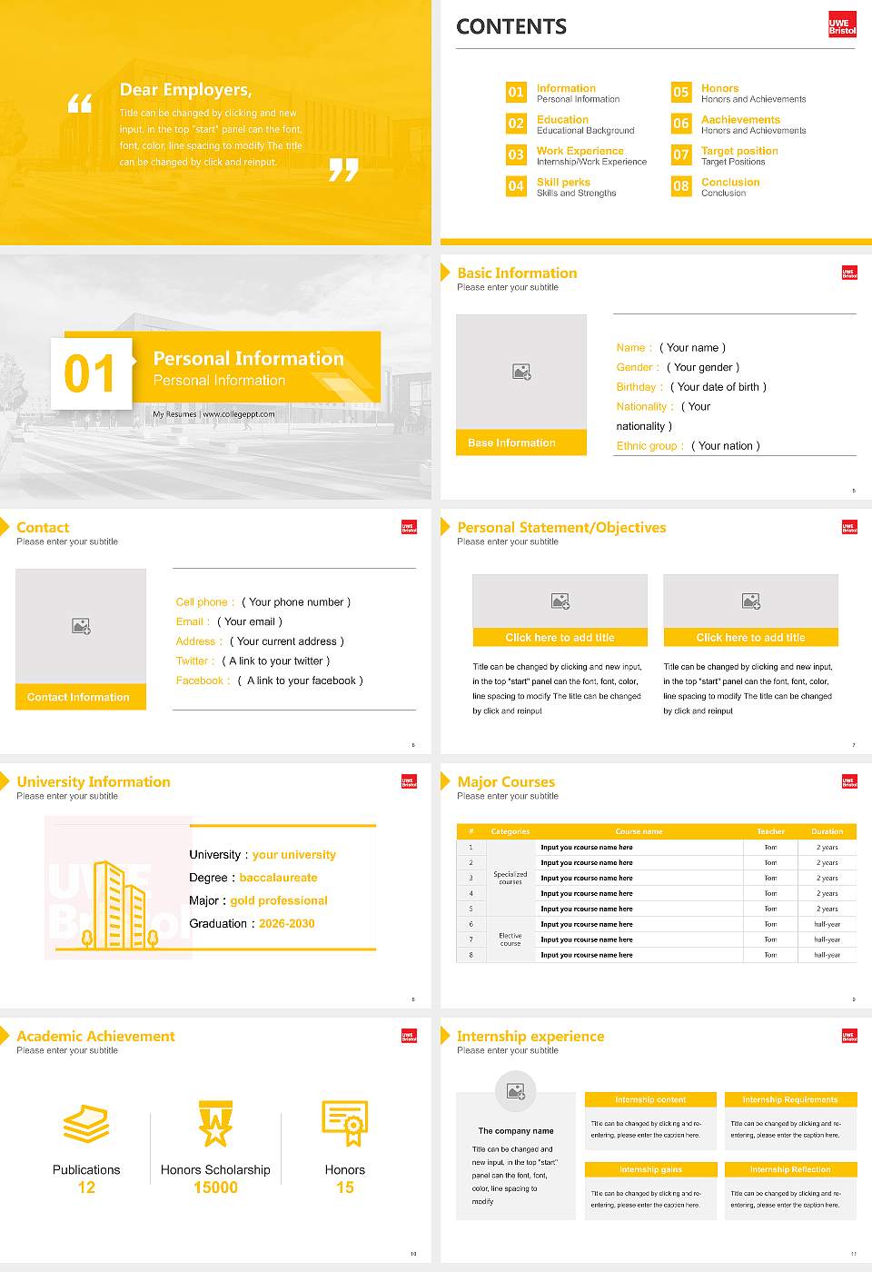 University of the West of England Resume PPT Template16:9 ratio PPT effect preview image2