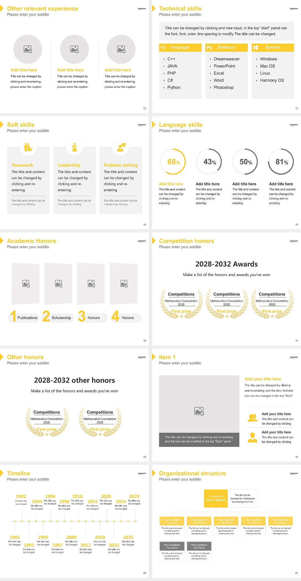 Falmouth University Resume PPT Template4:3 ratio PPT effect preview image3