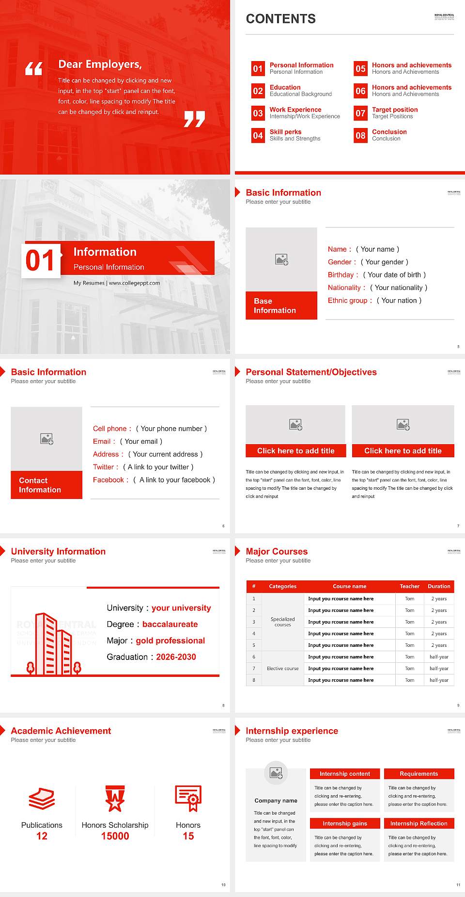 Royal Central School of Speech and Drama Resume PPT Template4:3 ratio PPT effect preview image2