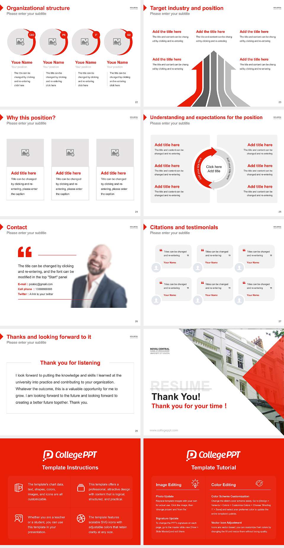 Royal Central School of Speech and Drama Resume PPT Template4:3 ratio PPT effect preview image4