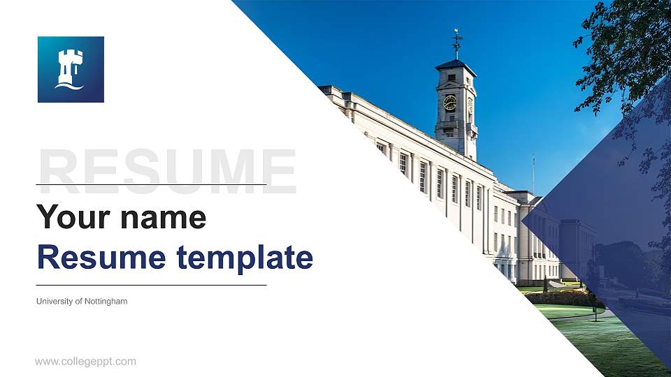 University of Nottingham Resume PPT Template16:9 ratio PPT effect preview image