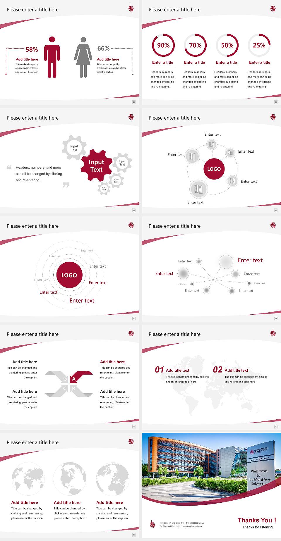 De Montfort University Course/Courseware Creation PPT Template4:3 ratio PPT effect preview image4