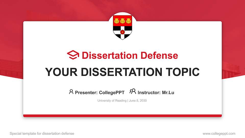 University of Reading Graduation Thesis Defense PPT Template16:9 ratio PPT effect preview image1