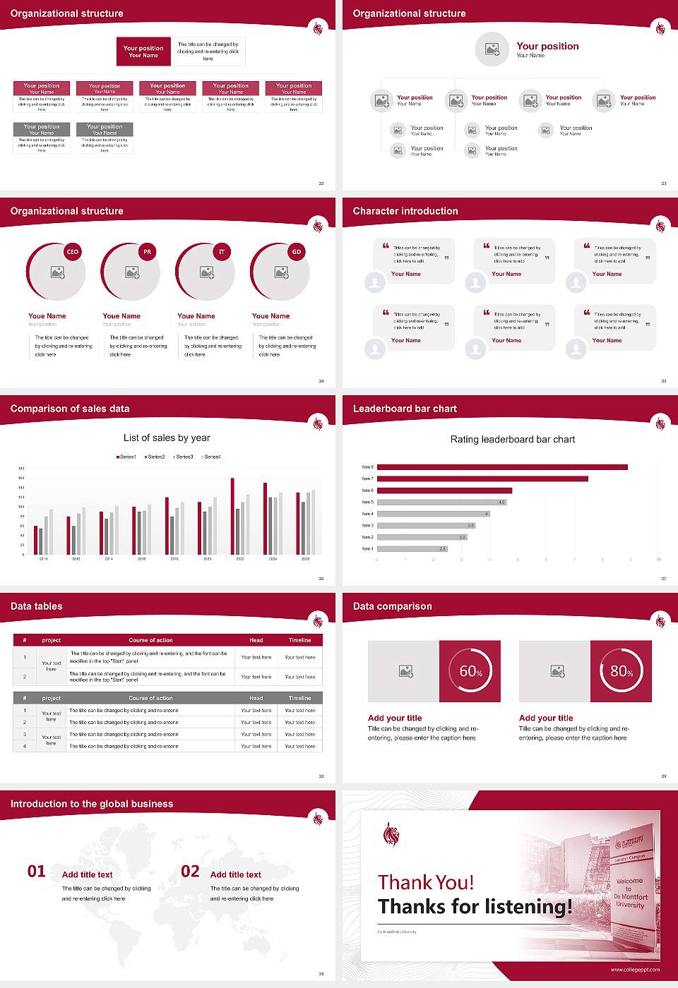 De Montfort University Academic Presentation/Research Findings Report PPT Template16:9 ratio PPT effect preview image4