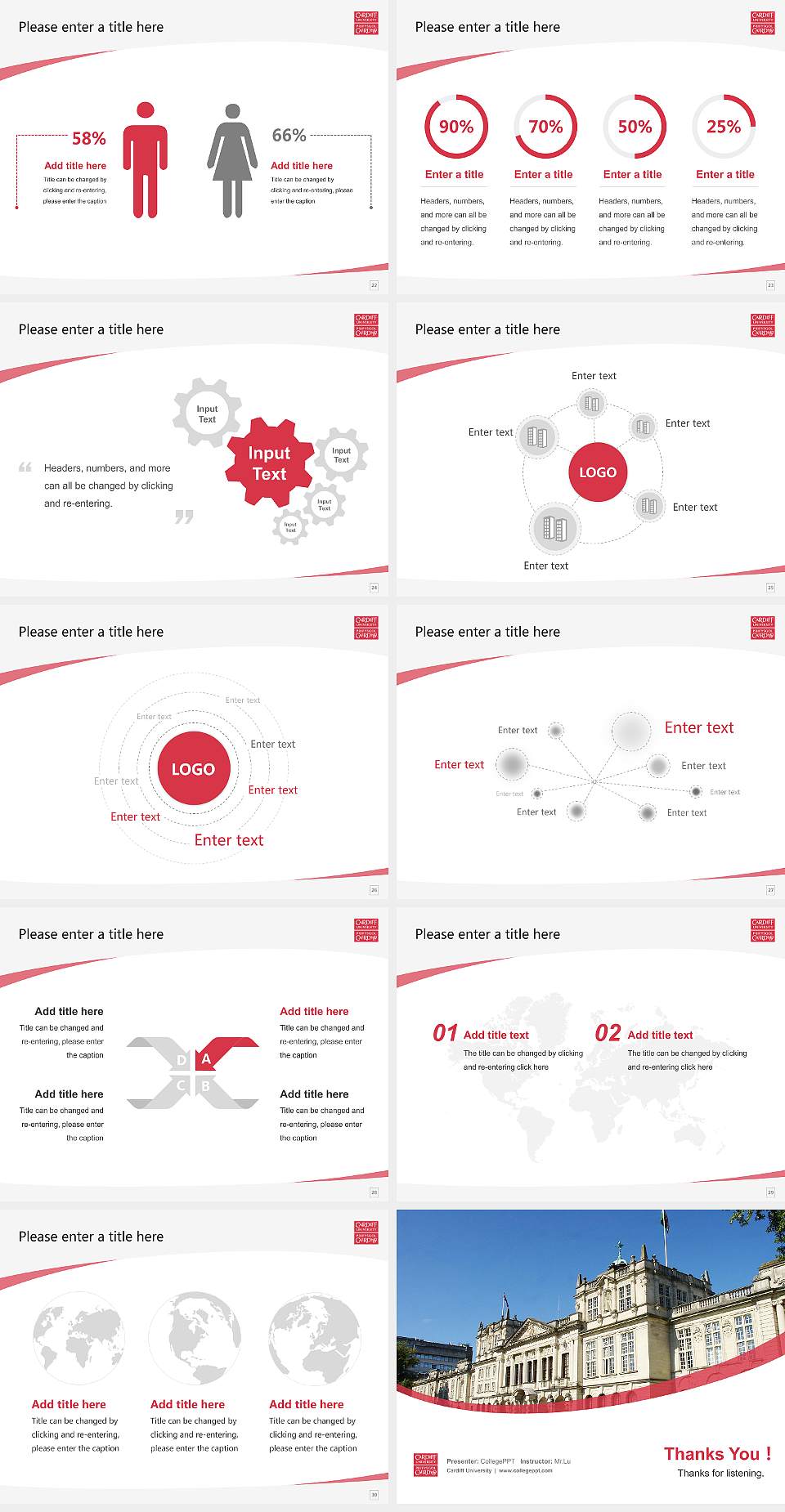 Cardiff University Course/Courseware Creation PPT Template4:3 ratio PPT effect preview image4