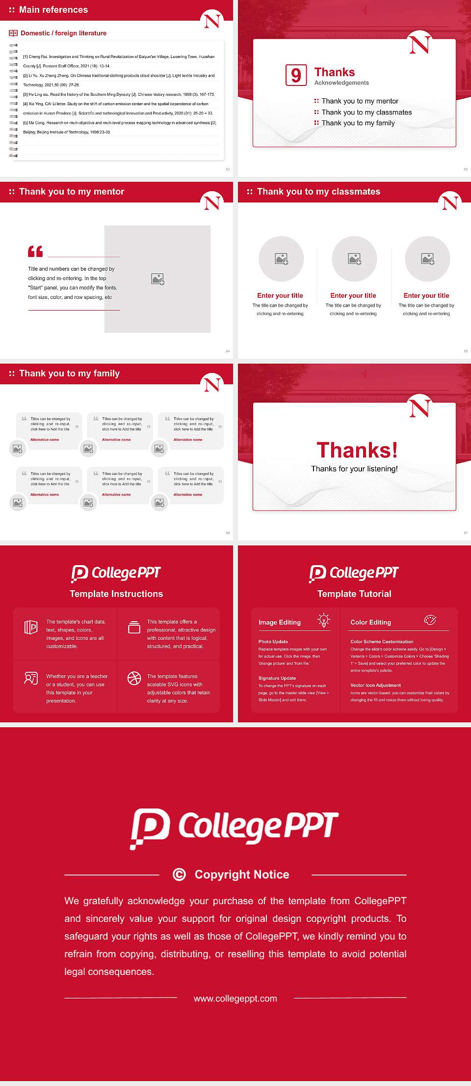 Northeastern University Graduation Thesis Defense PPT Template4:3 ratio PPT effect preview image7