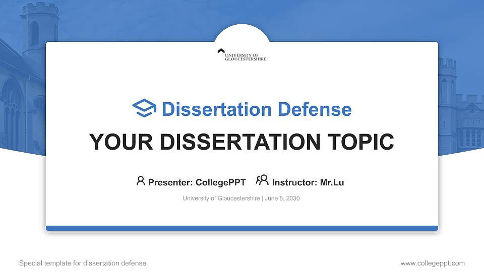 University of Gloucestershire Graduation Thesis Defense PPT Template16:9 ratio PPT effect preview image