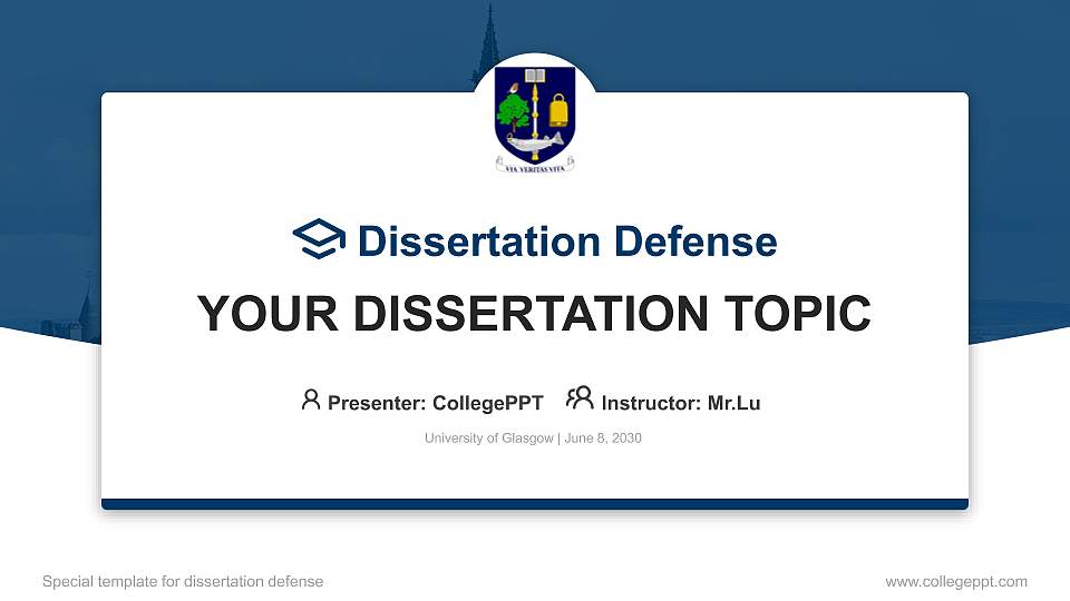 University of Glasgow Graduation Thesis Defense PPT Template16:9 ratio PPT effect preview image