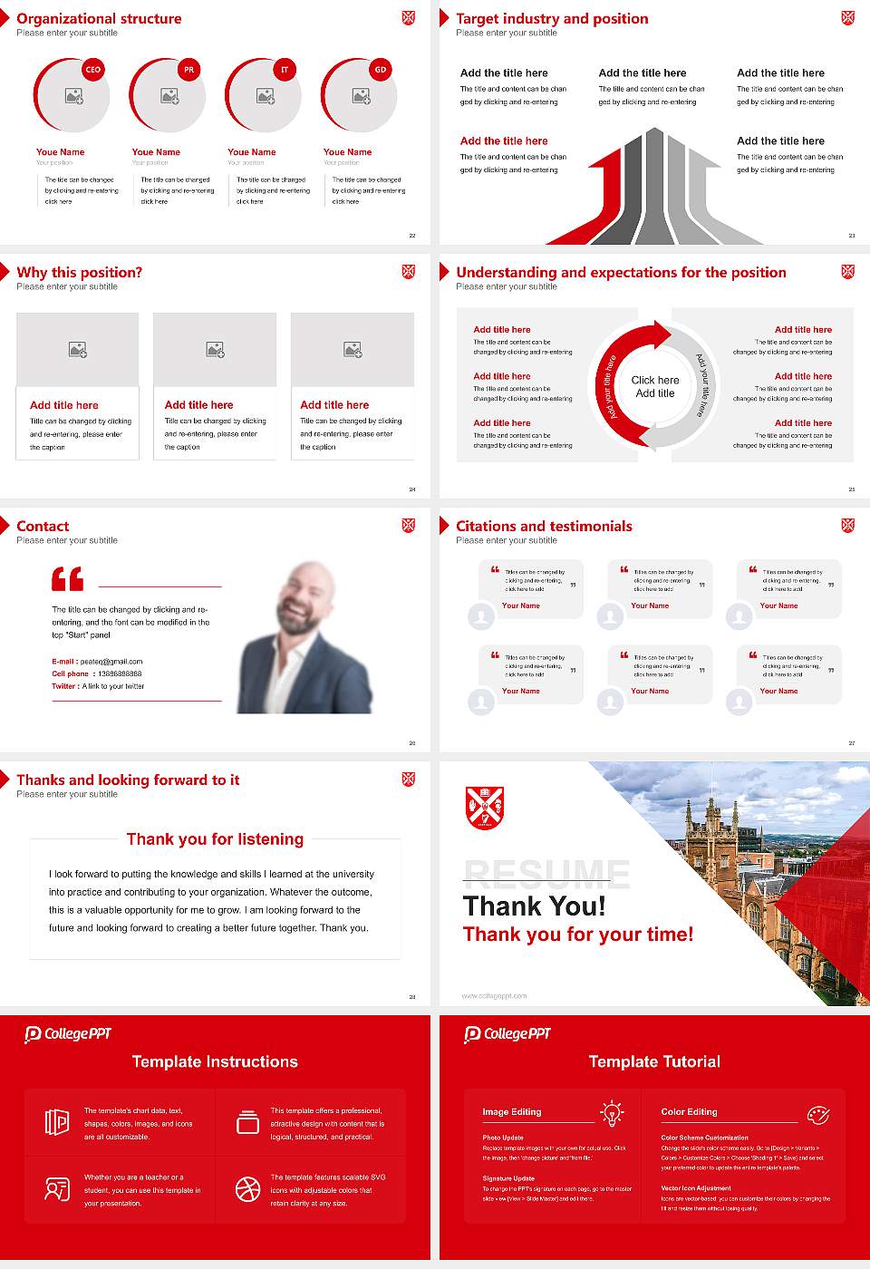 Queen’s University Belfast Resume PPT Template16:9 ratio PPT effect preview image4