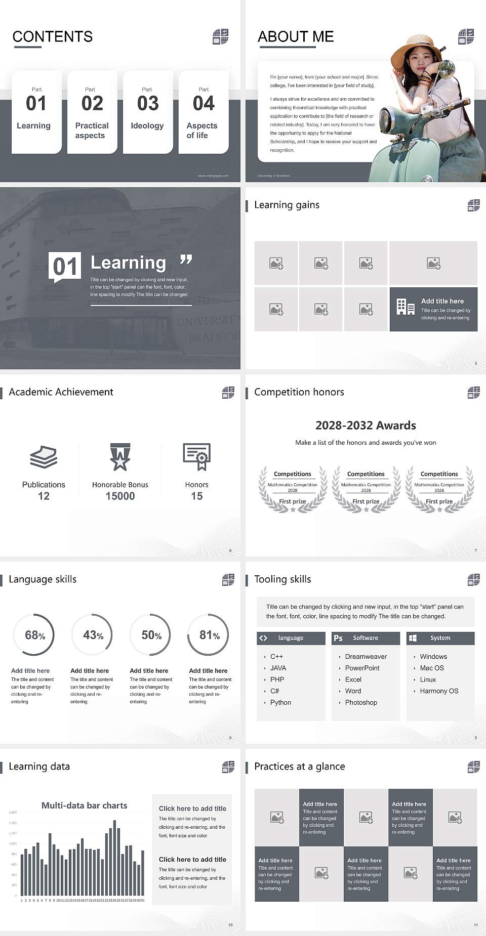 University of Bradford National Scholarship Defense PPT Template4:3 ratio PPT effect preview image2