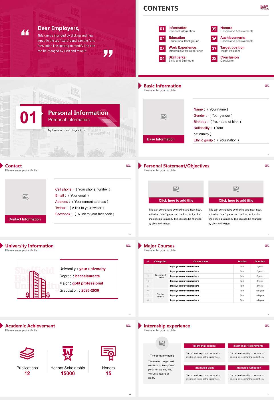 Sheffield Hallam University Resume PPT Template16:9 ratio PPT effect preview image2