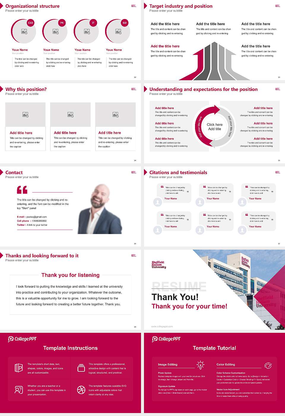 Sheffield Hallam University Resume PPT Template16:9 ratio PPT effect preview image4