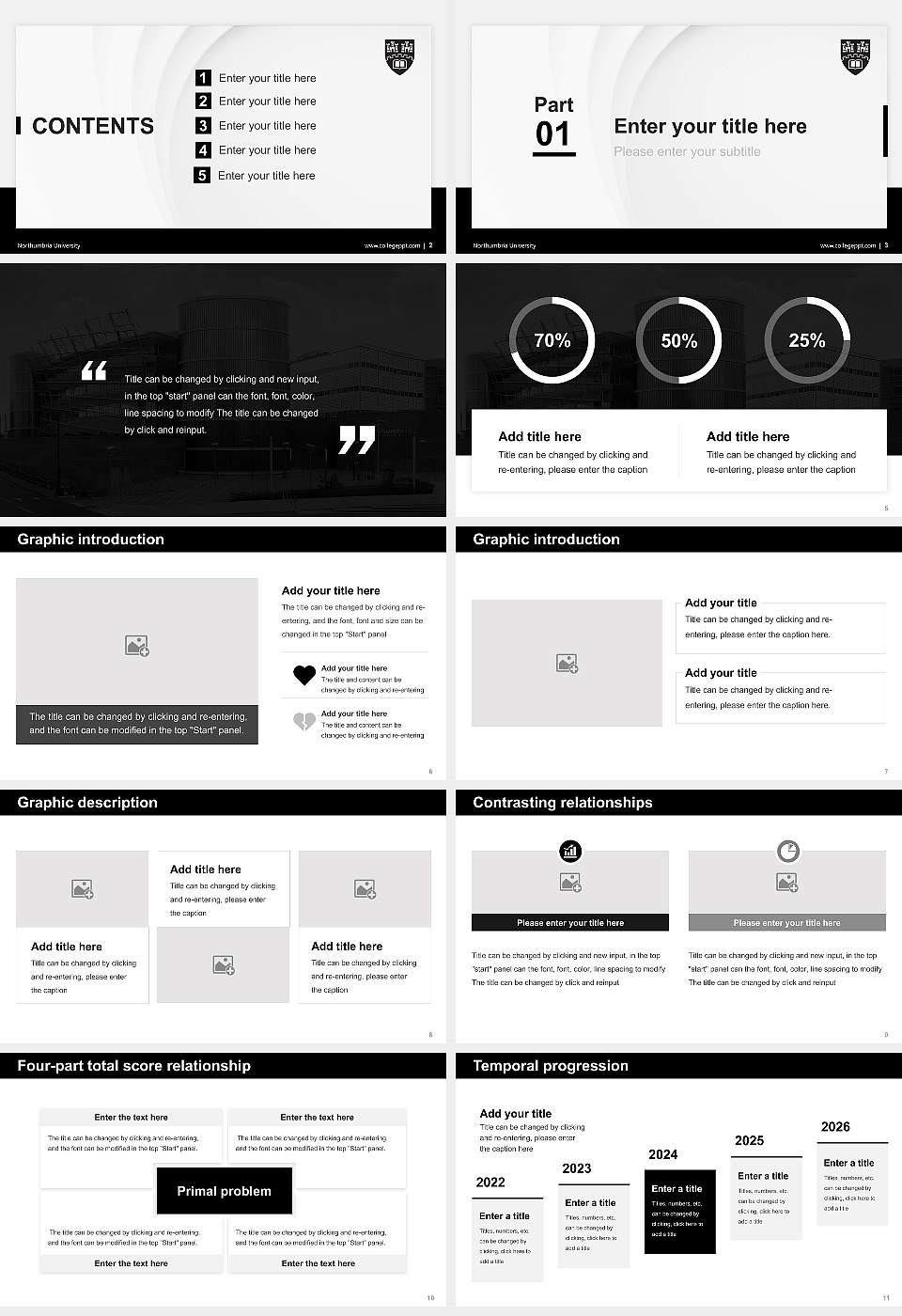 Northumbria University Thesis Proposal/Graduation Defense PPT Template16:9 ratio PPT effect preview image2