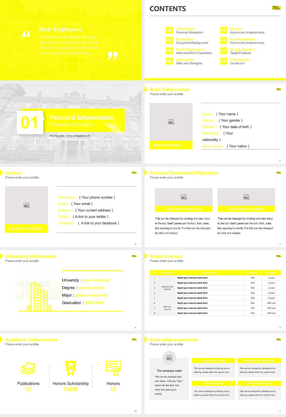 Norwich University of the Arts Resume PPT Template16:9 ratio PPT effect preview image2