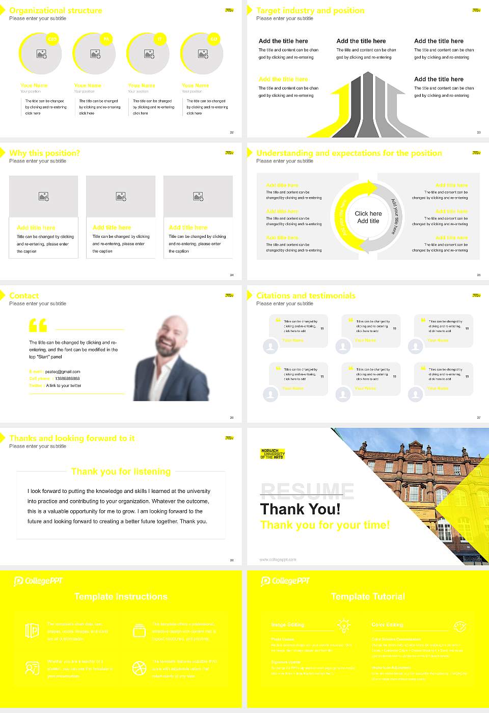 Norwich University of the Arts Resume PPT Template16:9 ratio PPT effect preview image4