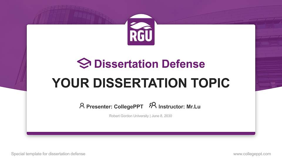 Robert Gordon University Graduation Thesis Defense PPT Template16:9 ratio PPT effect preview image