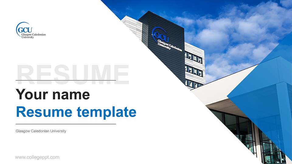 Glasgow Caledonian University Resume PPT Template16:9 ratio PPT effect preview image